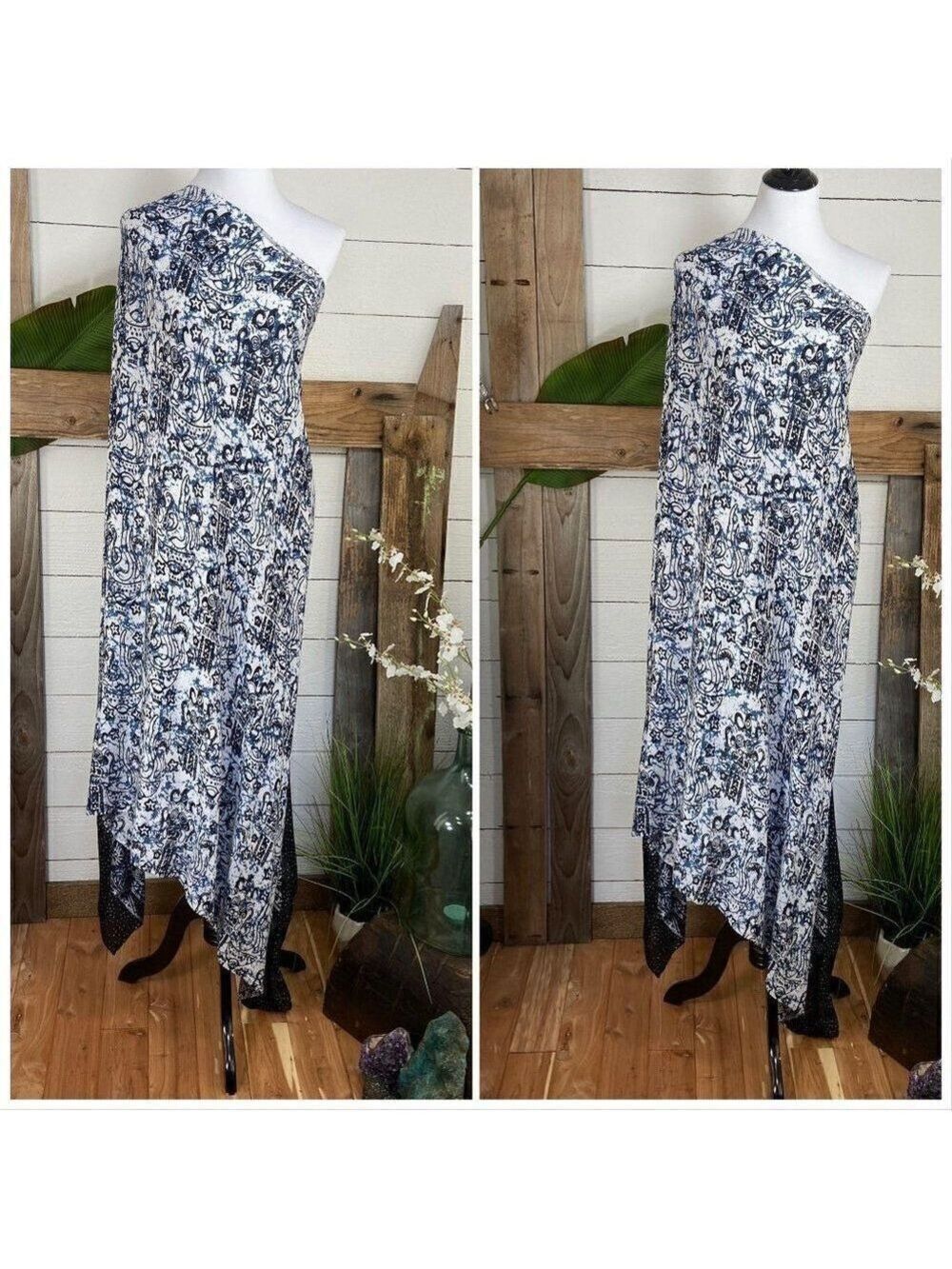 White/Blue/Black Abstract Design SARONG Pareo Lavalava Beach Wrap Skirt Summer S